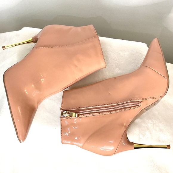 Qupid Blush Pink Patent Leather High Heel Stiletto Pointy Toe Ankle Boot  sz 7 - Picture 9 of 15